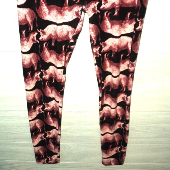 LuLaRoe Leggings Pigs One Size (2-10) Pink and Black Stretchy Polyester, Spandex - Picture 3 of 6